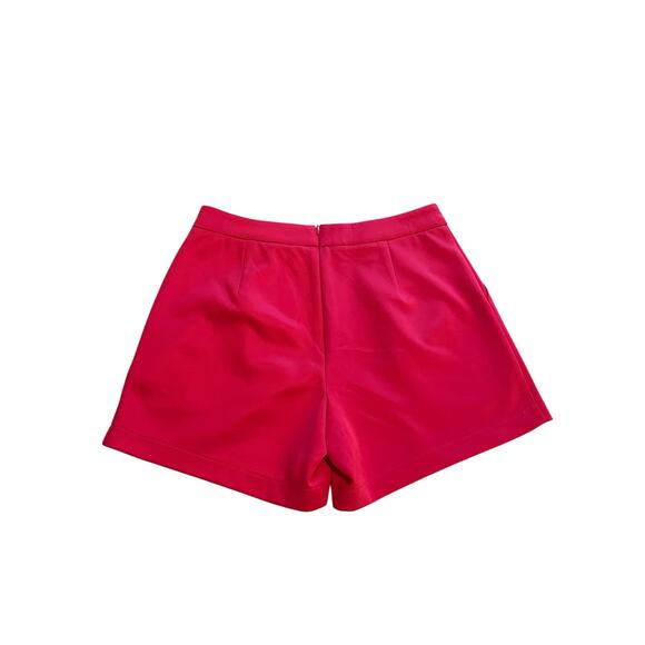 Ellison Women's Medium Hot Pink Pleated Pocketed High Rise Classy Shorts - Picture 5 of 11